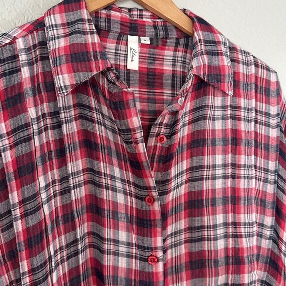 Elan Plaid Tunic Shirt Dress Pockets Preppy Twee Babydoll Western Small - Picture 4 of 8